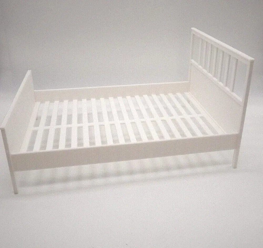 1/6 Scale Doll Furniture Bed Frame White Double Ikea Hemnes Style Barbie Diorama