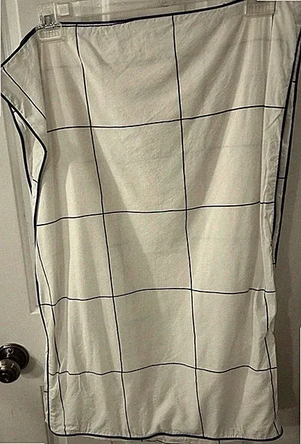 2 IKEA Bredvecklare White, Blue Windowpane Check Cotton Pillow Shams/cases EUC