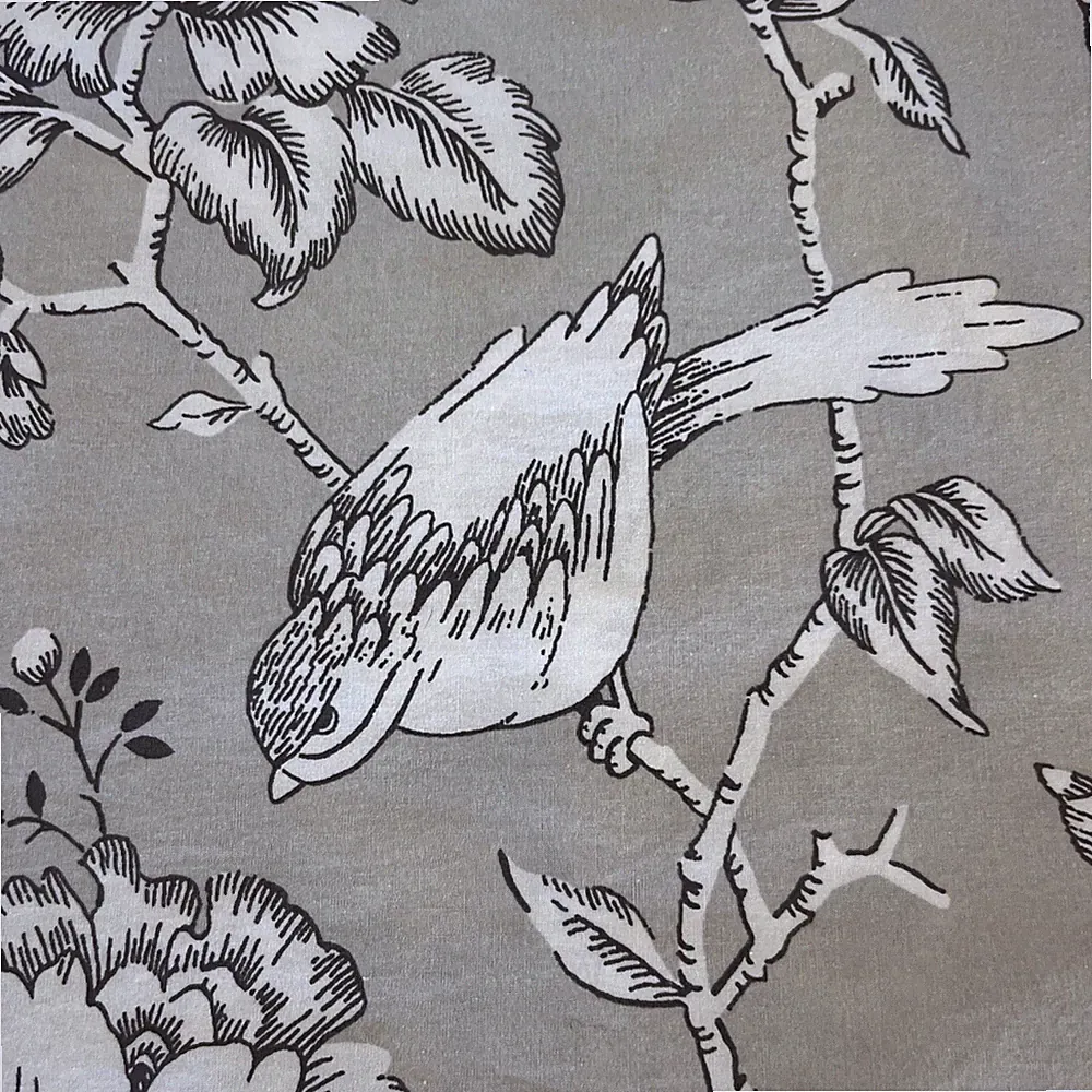 2 IKEA Praktbracka Floral Birds KING Pillow Shams 34x20" Gray