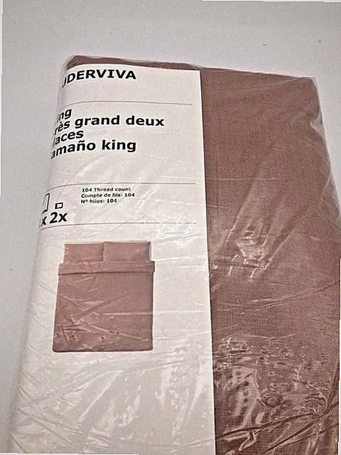 IKEA 100% LINEN PUDERVIVA Duvet Cover King Size Dark Pink Tie Closure Terracotta