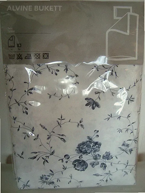 IKEA ALVINE BUKETT Duvet Quilt Cover & Pillowcase White Blue w/ Ties Floral TWIN