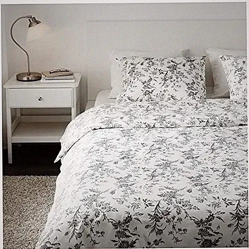 Ikea Alvine Kvist Toile Floral Duvet Cover Full Double Size 78x84 Gray White