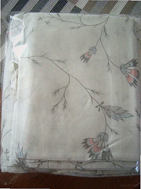 IKEA Alvine Quilt Cover w/ 2 Pillowcases Gray Blue Peach on White Floral NOOP