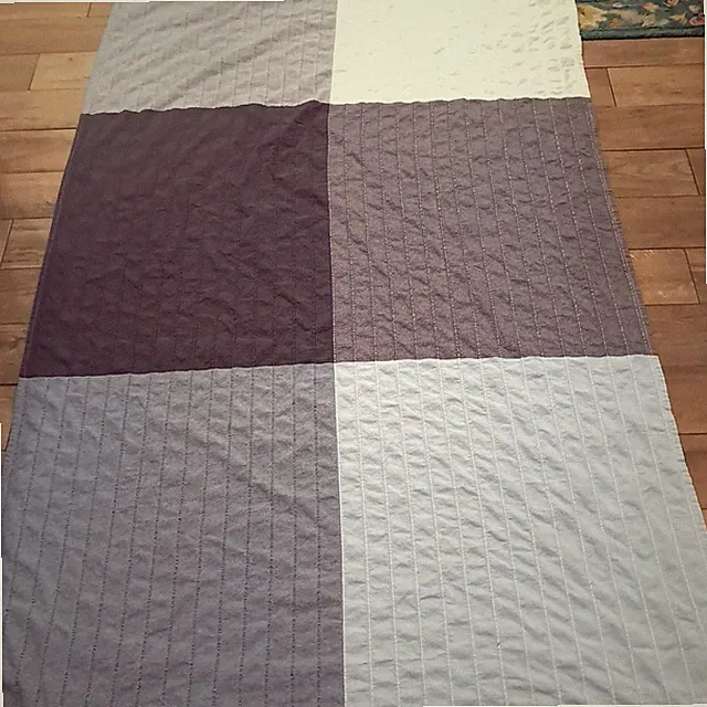 Ikea Angstorel Bedspread 59x98" Blue Gray White denim Colorblock Light Coverlet