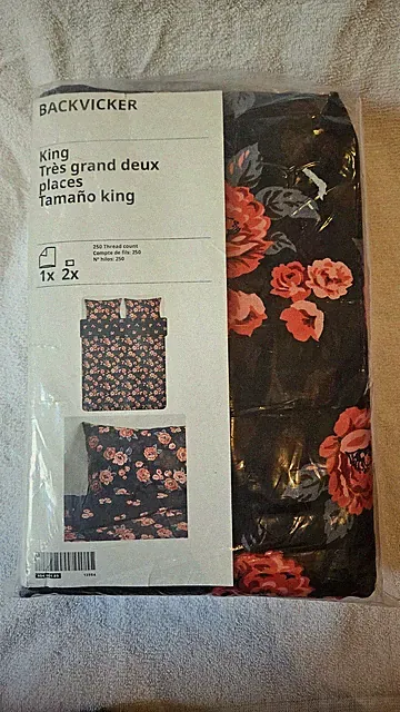 Ikea Backvicker Duvet Cover & 2 Pillow Sham Set King Size UNOPENED!