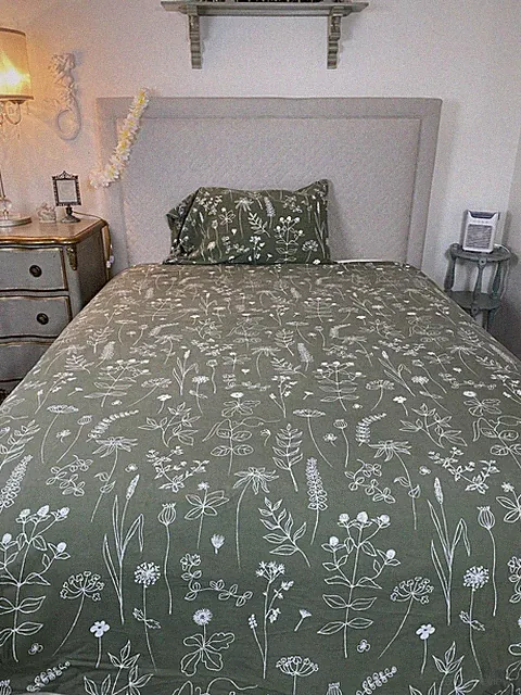 ikea duvet cover king SLANGULDAL Olive Green Floral King Botanical
