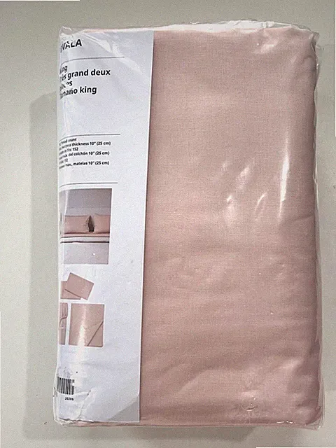Ikea DVALA King Sheet set, light Pink Cotton Fitted, Flat Sheet + 2 Pillowcases