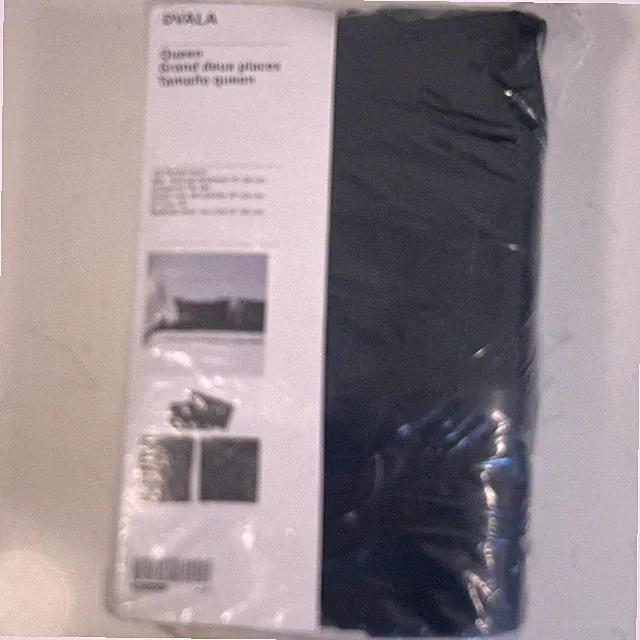 Ikea DVALA Sheet Set QUEEN BED Black FLAT, FITTED & 2 PILLOWCASES 60” X 80”