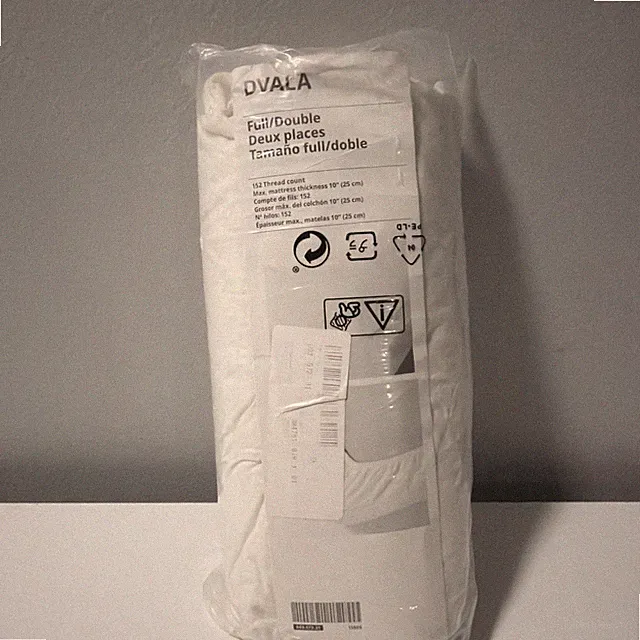 Ikea DVALA White Fitted Sheet, 100% cotton, 152 thread ct., Full/Double
