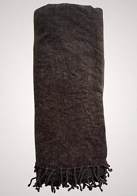 IKEA Felicia Throw Blanket Chocolate Brown Fringe Comfy Soft 51x67” Modern