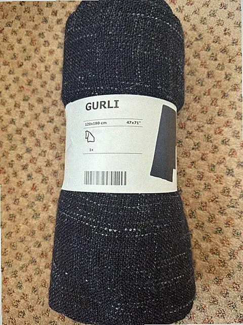 Ikea Gurli Navy Throw Blanket 47” x 71” Brand New 003.261.07