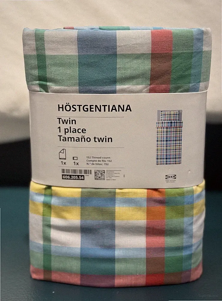 IKEA HÖSTGENTIANA Duvet Cover & Pillowcase Twin Multicolor Check 606.205.54 -NEW