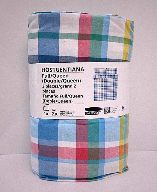 Ikea HOSTGENTIANA Full/Queen Duvet Cover w/ Pillowcases Bed Set Multicolor/Check