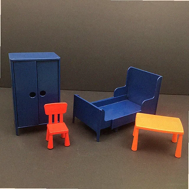 IKEA HUSET Doll Furniture Bedroom Bed Armoire Desk Chair Couch Lot 4 Incomplete