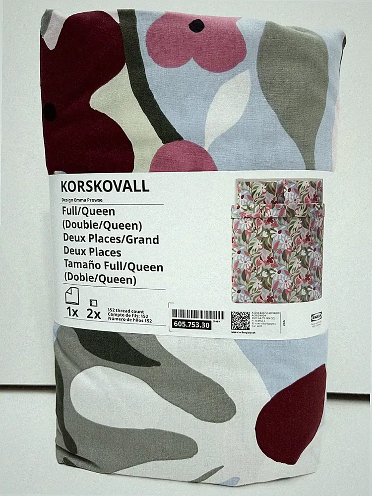 IKEA KORSKOVALL Full/Queen Duvet Cover & Pillowcases Floral-NEW