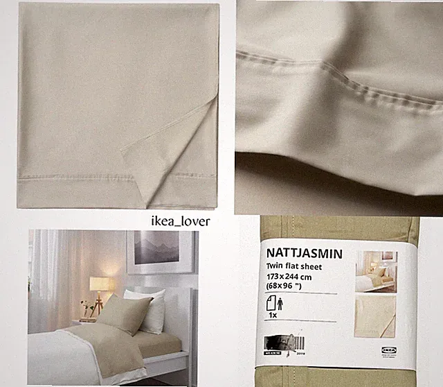 Ikea NATTJASMIN Flat sheet, beige, Twin 605.638.98 - NEW
