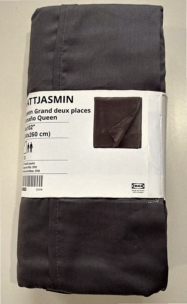 IKEA NATTJASMIN Queen Dark Gray Flat Sheet New