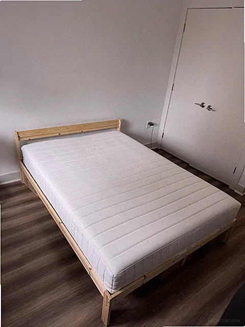 IKEA NEIDEN Bed Frame, VALEVÅG Medium Mattress, STJÄRNBRÄCKA Comforter Set