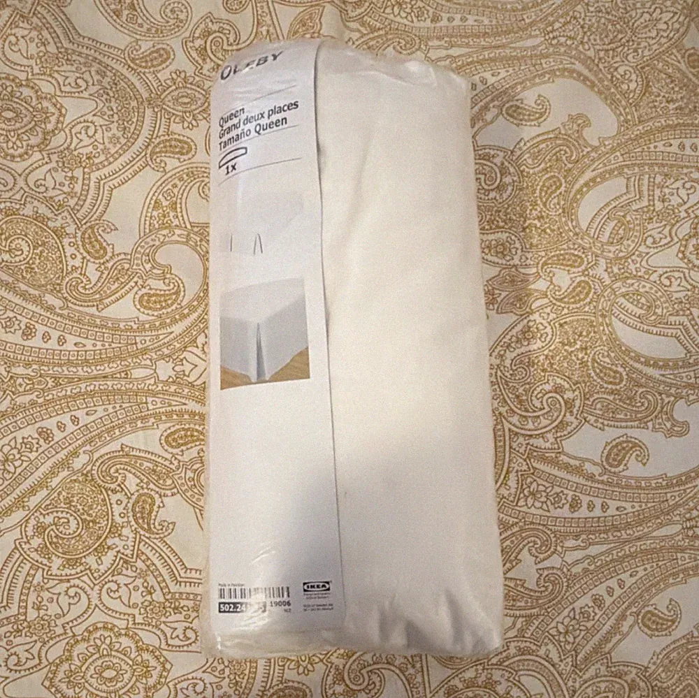 IKEA OLEBY Queen Bed Skirt White Solid Color 502.241.25