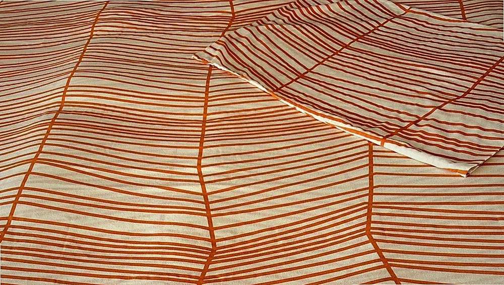 IKEA Pillowcase Pair ÖDESTRÄD Orange Modern Stripes Cotton Poly Standard Bedding