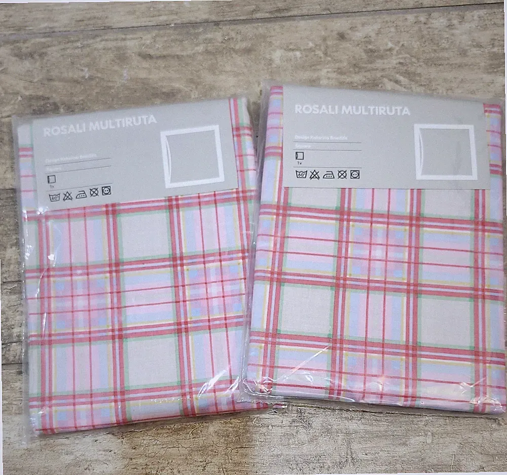 IKEA ROSALI MULTIRUTA Euro Pillow Shams (2) New Pink Blue Green Plaid 26x26