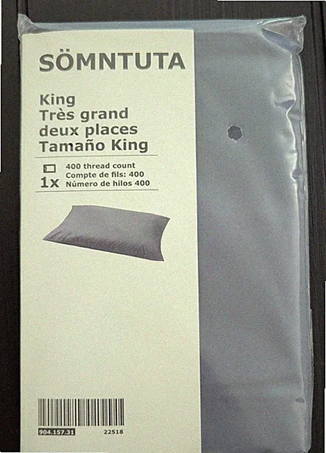 IKEA SOMNTUTA King Pillowcase 100% Cotton Gray 400 Thread Count