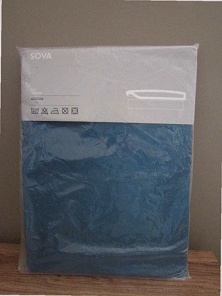 Ikea Sova Fitted Sheet teal blue cotton full fitted sheet-NIP sealed