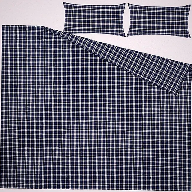 IKEA TORNTUSS DARK BLUE/CHECK QUEEN 3 PIECES COMFORTER SET #706.149.77 [NEW]