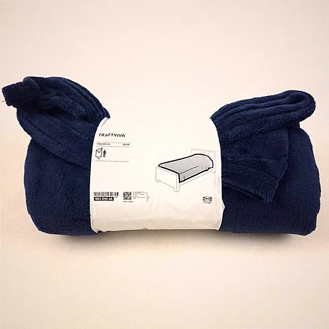 IKEA TRATTVIVA Bedspread Black-Blue Twin/Full Soft New 905.844.46
