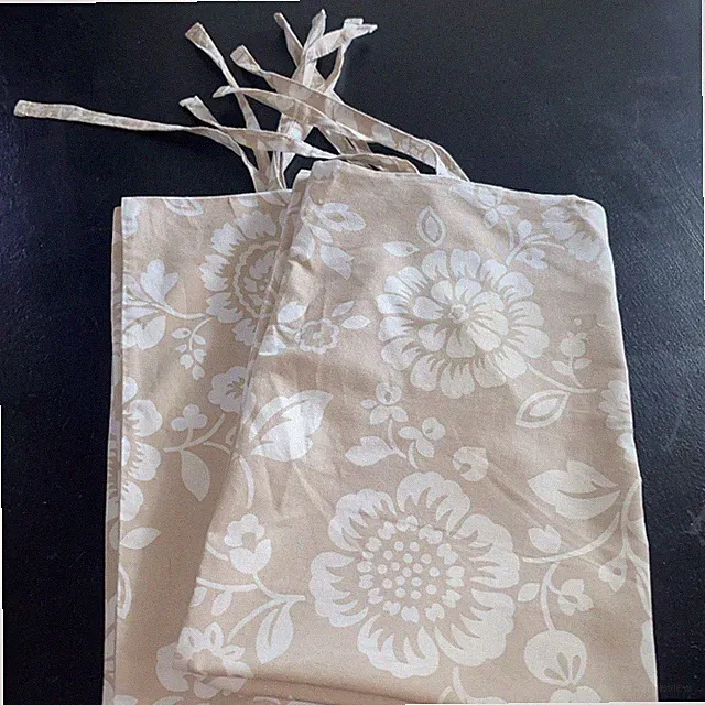 IKEA Twisted Flora Shams (2) Tan & White Fits 20 X 30 Pillow Flowers Tie Strings