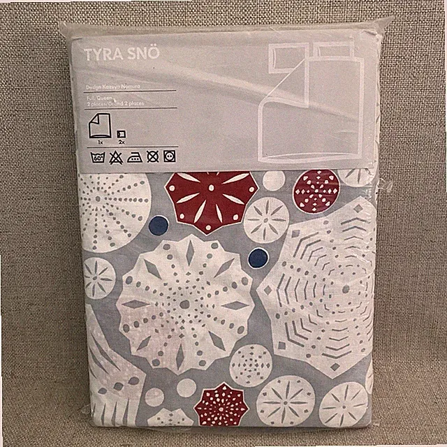 IKEA TYRA SNO Full/Queen Duvet Quilt Cover w/ 2 Cases Holiday Winter NEW