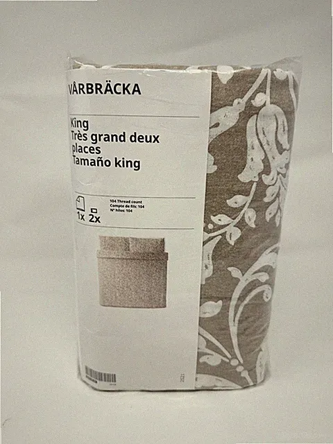 IKEA VÅRBRÄCKA Duvet Cover & 2 Pillowcases King Beige/White Floral604.125.93-NEW