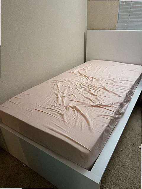 Ikea white Bed Frame Twin + Mattress + Mattress Topper + Bed Base