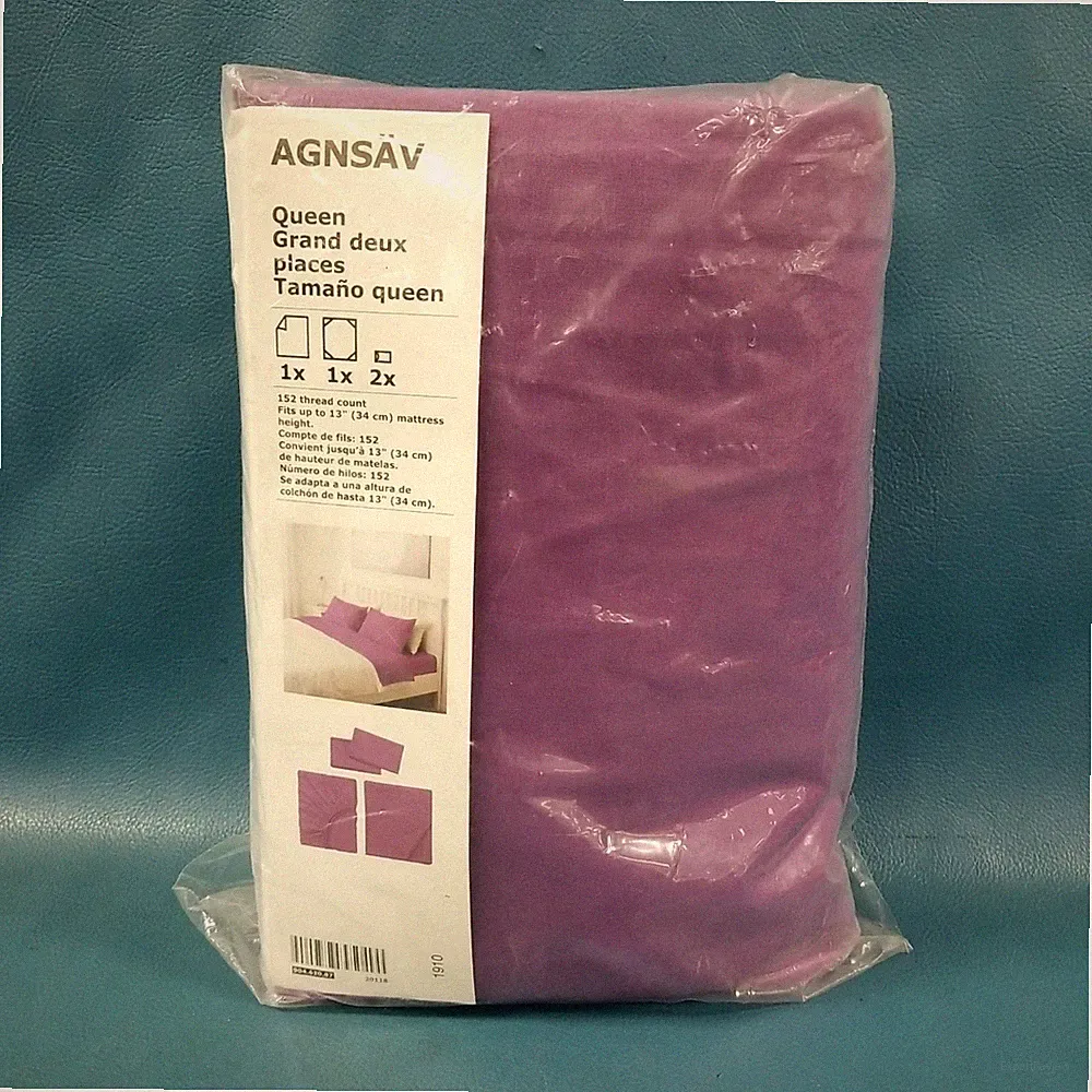 NEW IKEA AGNSÄV Queen Size Flat Fitted Pillowcases 4pc Set Purple
