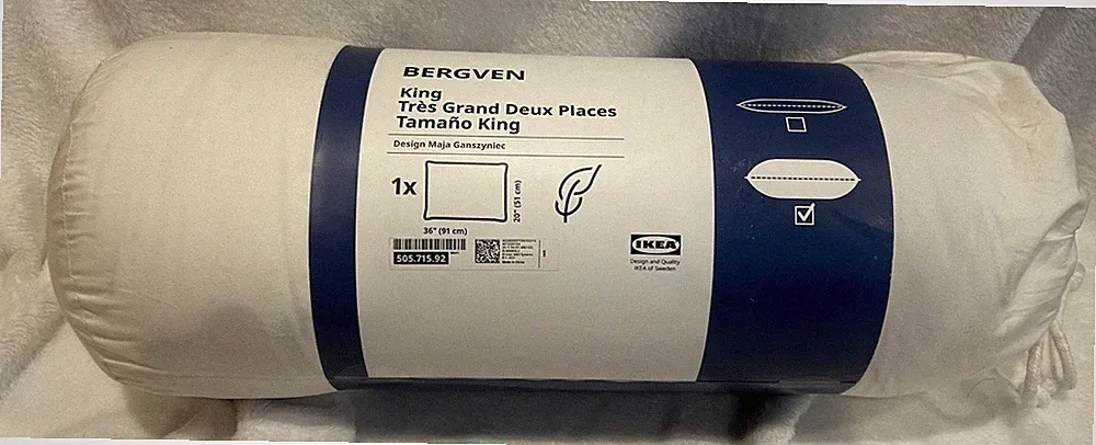 New IKEA BERGVEN White High Duck Down Pillow King 51x91 cm (20x36 ") 705.715.92