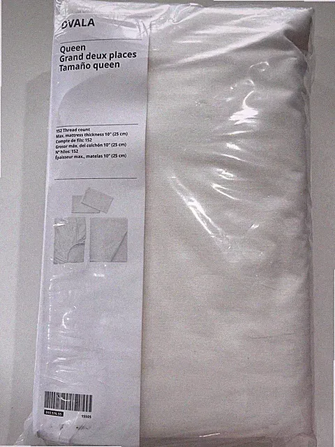 NEW IKEA DVALA Queen Sheet set, White Cotton Extra Soft, (4-Pieces) New