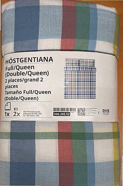 New IKEA HOSTGENTIANA Duvet Cover Full/Queen Multicolor/Check 006.205.52