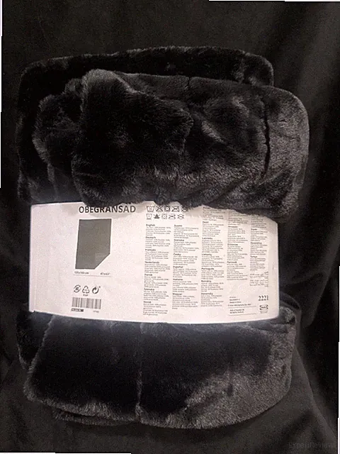 NEW! IKEA OBEGRANSAD Blanket 47x63” Black Faux Fur 705.264.76
