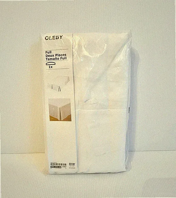 New IKEA Oleby Bed Skirt White FULL Cotton Blend Tailored Bedroom 54”x76”x15”