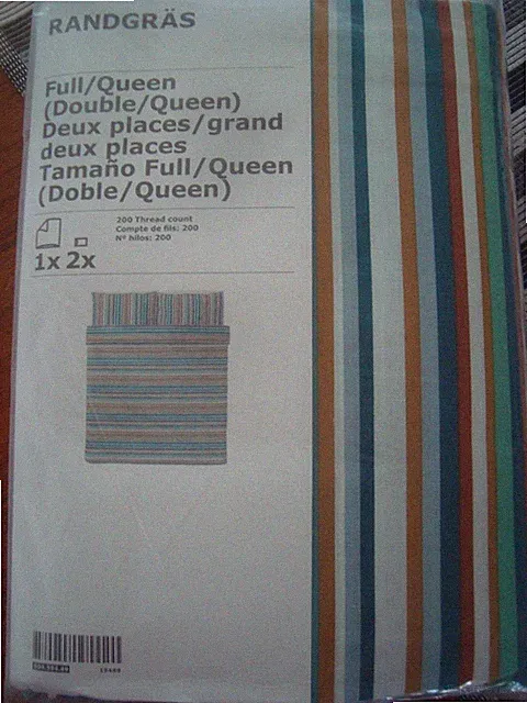 NEW IKEA RANDGRAS Duvet Quilt Cover w/ 2 Pillowcases Bed Set Full Queen Stripes
