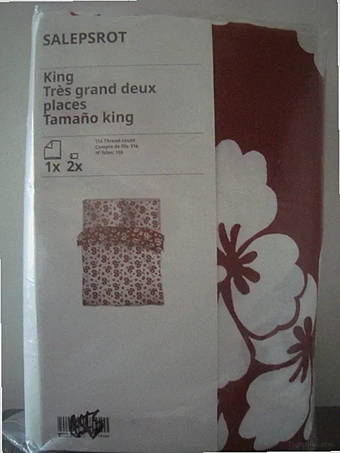 NEW IKEA SALEPSROT Duvet cover w/2 Pillow Cases Floral White Rusty Red Bed Set