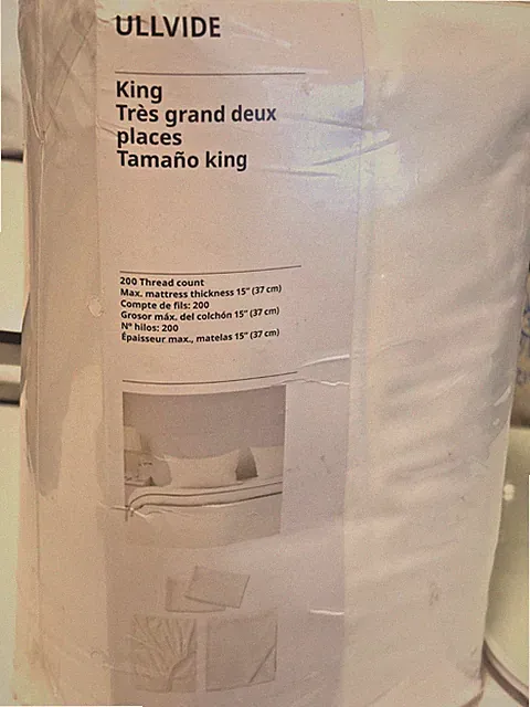 NEW in Package IKEA Ullvide White King Sheet Set, Flat, Fitted 2 Pillow Cases