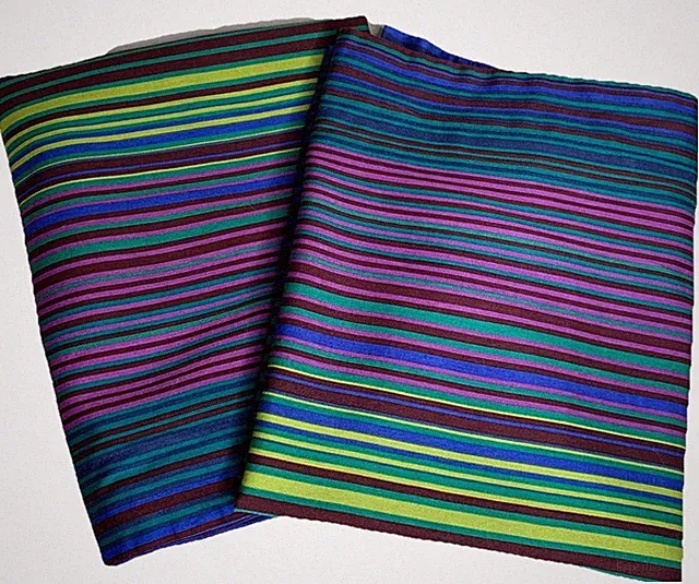 Pair IKEA Wilj Andrea Satin Pillow Shams King Lime Blue Purple Burg Striped