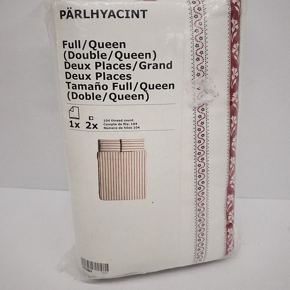 Parlhyacint Ikea Full/Queen Duvet Cover 2 Pillowcases Bed Set Ticking Red Stripe