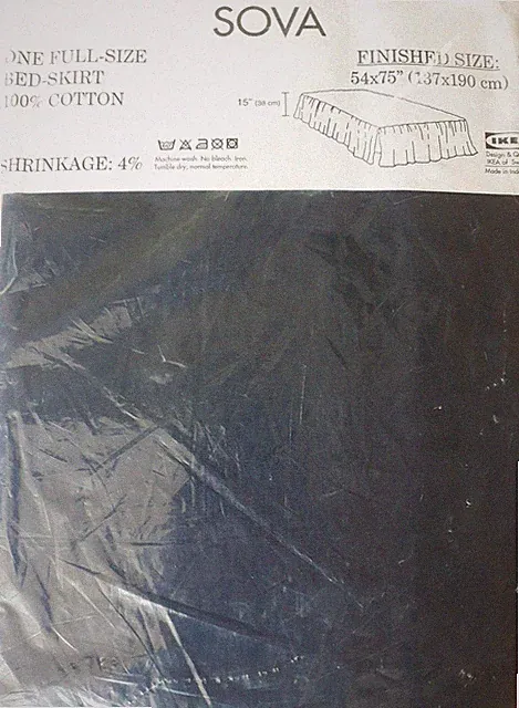 Sova IKEA One Full-Size Bed-Skirt 100% Cotton 54x75" Size Blue NEW SHIPS FROM US