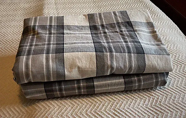 Two(2) Matching IKEA Duvets SMALRUTA Grey, Beige And Cream PLAID 64” X 86”
